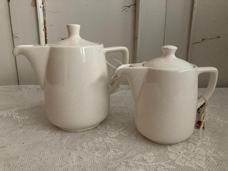 3x Brocante koffiepotjes / Melita / Wit, Antiek en Kunst, Antiek | Servies los, Ophalen of Verzenden