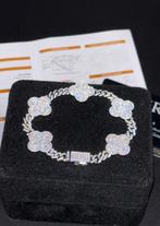 Moissanite cuban clover armband 925 silver, Sieraden, Tassen en Uiterlijk, Armbanden, Verzenden, Nieuw, Met edelsteen, Zilver