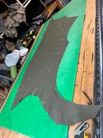 Soldaat groen leer lap 1.5 mm dikte soepel A-27, Leer of Kunstleer, Ophalen of Verzenden, Zo goed als nieuw, 30 tot 120 cm