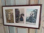Antieke fiets & klederdracht ingelijst  prentbriefkaarten, Ophalen of Verzenden