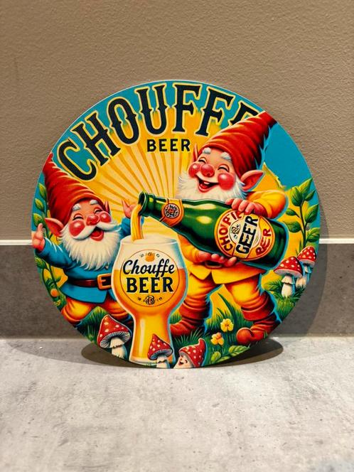 Mancave Bar Café Wanddecoratie metalen bordje La Chouffe, Verzamelen, Merken en Reclamevoorwerpen, Zo goed als nieuw, Reclamebord