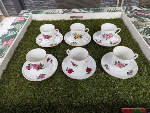 6x Kop en Schotel met Rozen, Antiek en Kunst, Antiek | Servies los, Ophalen