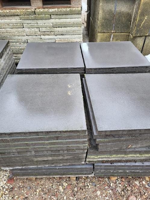 57.96m2 Restpartij gebruikte tegels antracietgrijs 60x60x4cm, Tuin en Terras, Tegels en Klinkers, Gebruikt, Terrastegels, Beton