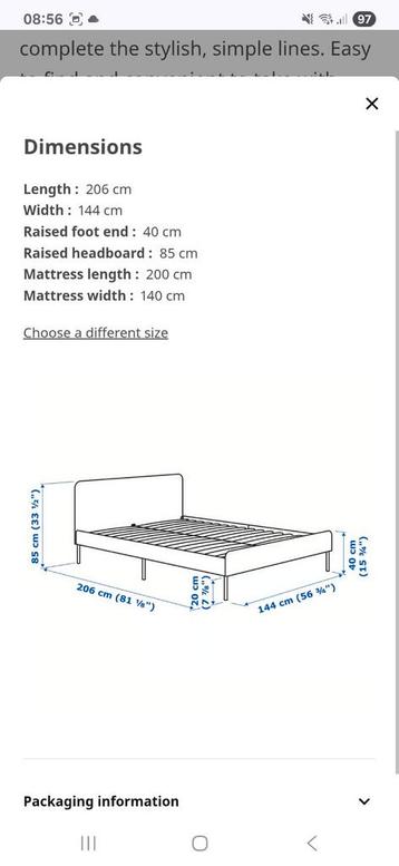 Ikea Slattum Bedframe 140x200 light grey - afbeelding 6