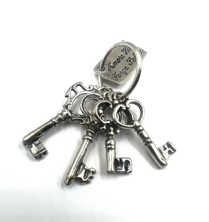 Zilveren miniatuur sleutelbos / liefdessleutel, Antiek en Kunst, Antiek | Goud en Zilver, Zilver, Ophalen of Verzenden