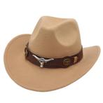 Beige cowboy hoed met stierenkop / heren dames mannen, Kleding | Heren, Hoeden en Petten, Nieuw, Hoed, Verzenden