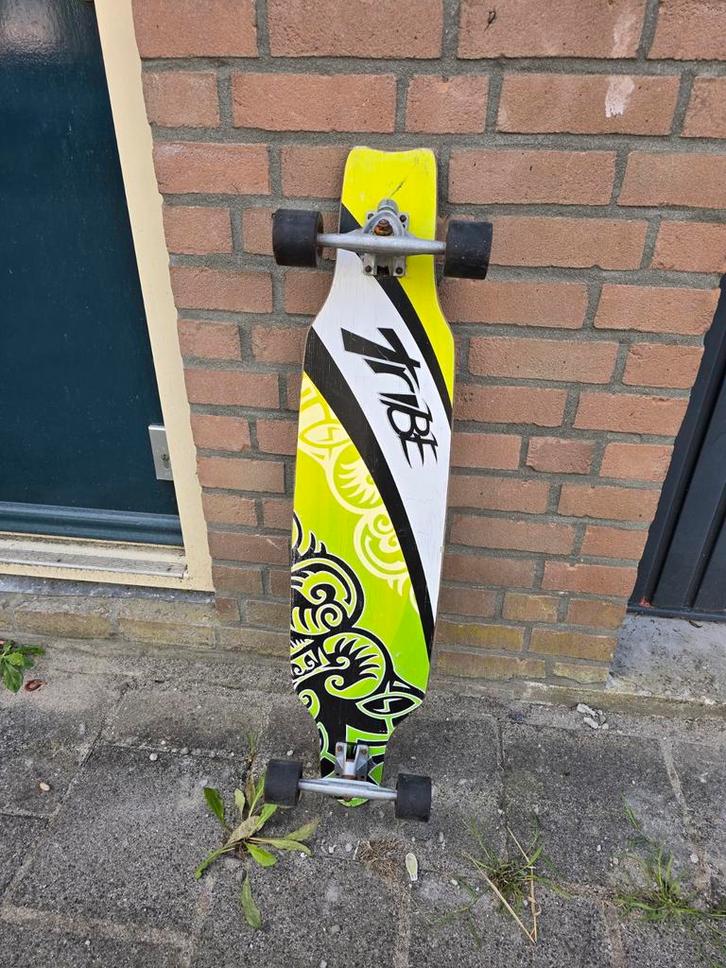 Tribe Longboard met PU rubbers+Carbon steel lagers, Sport en Fitness, Skateboarden, Gebruikt, Skateboard, Longboard, Ophalen of Verzenden