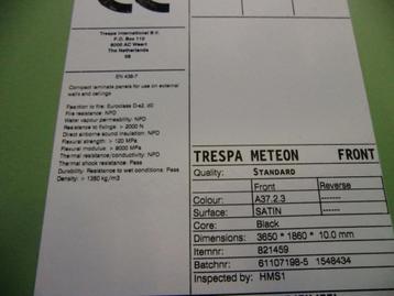 Aantal platen trespa nieuw A37.2.3 (nr118) beschikbaar voor biedingen