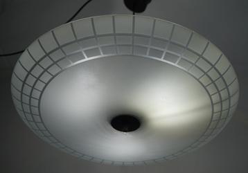 vintage '60/'50 groot glas schaal hanglamp chroom metaal w. beschikbaar voor biedingen