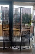 Kamerscherm 3 panelen poly rattan zwart 147x200cm, Ophalen, Gebruikt