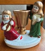 Vintage Keramiek Kandelaar met Muziek Engelen, Ophalen of Verzenden