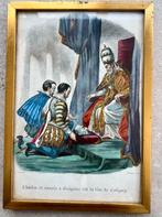 Antiek Franse ingelijste gekleurde prent Paus Gregorius XIII, Antiek en Kunst, Ophalen of Verzenden