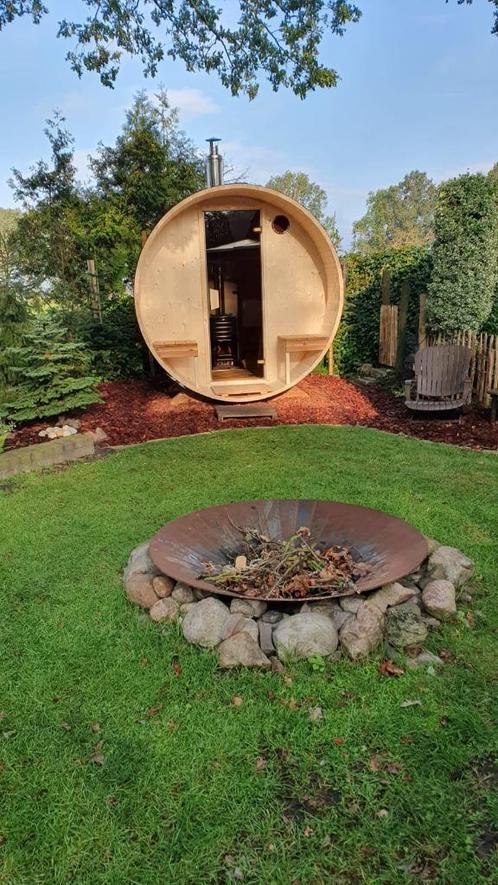 Uw Eigen Barrel sauna,Gemonteerd op Locatie, Sport en Fitness, Sauna, Nieuw, Complete sauna, Fins of Traditioneel, Ophalen of Verzenden