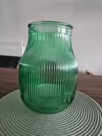 Vaas met groene ribbels, Ophalen of Verzenden, Minder dan 50 cm, Groen, Glas