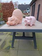 2x Spaarpot Varken van Steen - Decoratief, Verzamelen, Spaarpotten, Ophalen, Gebruikt, Dier