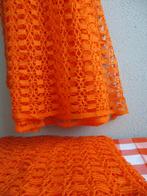 Vintage Oranje Vitrage Retro Gordijnen, Ophalen of Verzenden, Gebruikt, Overige kleuren, 100 tot 150 cm