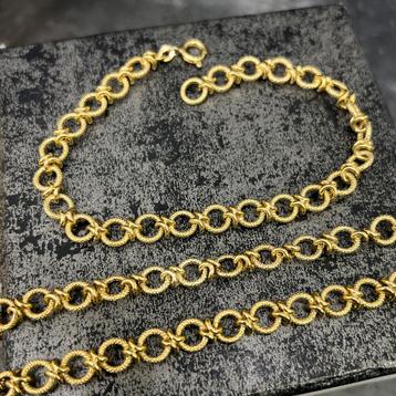 14k gouden ketting armband massief schakel set beschikbaar voor biedingen