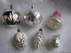 Set van 6 Oude Kerstballen - Druiventros Dennenappel Walnoot, Diversen, Kerst, Verzenden, Gebruikt