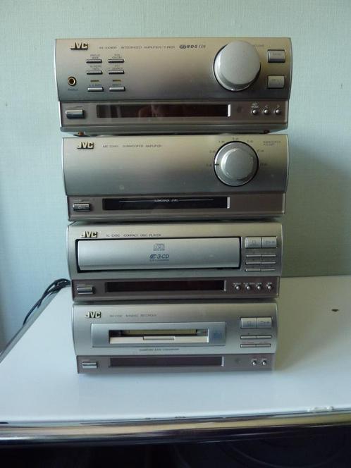 JVC Stereo set, cd, minidisc, tuner/versterker en subwoofer, Audio, Tv en Foto, Stereo-sets, Gebruikt, Cd-speler, Tuner of Radio