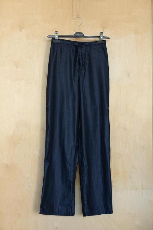 Thomas Burberry wijde blauwe katoenen broek met glans 34 XS, Kleding | Dames, Broeken en Pantalons, Zo goed als nieuw, Maat 34 (XS) of kleiner