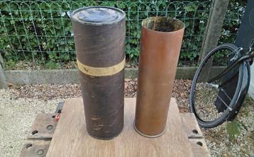 Zeldzame USA WO2 kartonnen container + 105mm HOW huls, leeg. beschikbaar voor biedingen