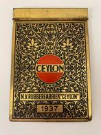 Ceylon Rubberfabriek Maastricht - notitie blok reclame 1937., Verzamelen, Speldjes, Pins en Buttons, Ophalen of Verzenden, Gebruikt