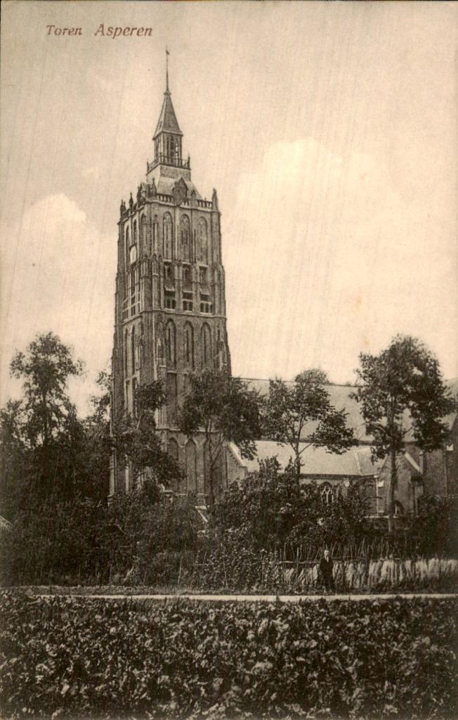 Toren- Asperen, Verzamelen, Ansichtkaarten | Nederland, Gelopen, Gelderland, Voor 1920, Ophalen of Verzenden