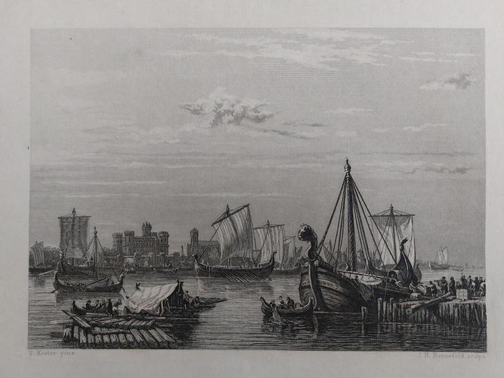 30 / Dorestad in 8e eeuw - Wijk bij Duurstede, Antiek en Kunst, Kunst | Litho's en Zeefdrukken, Ophalen of Verzenden