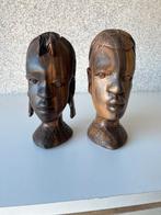 Houten Afrikaanse Bustes - Set van 2, Ophalen of Verzenden