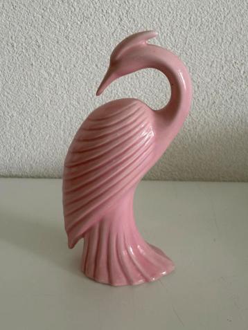 Art Deco beeld roze Kraanvogel beschikbaar voor biedingen