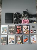 PS2 Slim / 4 Controllers / 9 Games, Zwart, Met games, Ophalen of Verzenden, Zo goed als nieuw