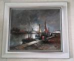 Franse haven bij maanlicht ca.1975 - Francois Franc 1926-'89, Antiek en Kunst, Kunst | Schilderijen | Klassiek, Ophalen of Verzenden