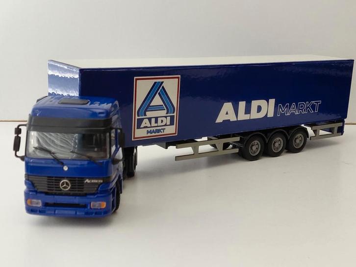 Joal Mercedes Actros oplegger Aldi Markt modelauto, Hobby en Vrije tijd, Modelauto's | 1:50, Zo goed als nieuw, Bus of Vrachtwagen