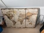 Grote canvas wereldkaart driedelig, Huis en Inrichting, Ophalen, Zo goed als nieuw