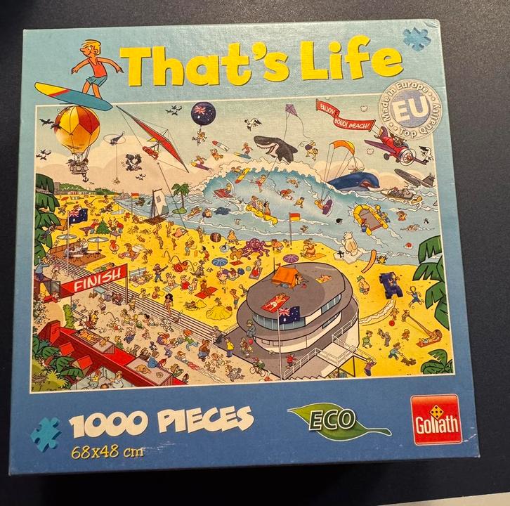 That’s life puzzel - Bondi Beach Australië 1000 strand, Hobby en Vrije tijd, Denksport en Puzzels, Gebruikt, Legpuzzel, 500 t/m 1500 stukjes