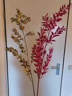 2 takken met kleine blaadjes - hard roze en goud -  65 cm -, Huis en Inrichting, Woonaccessoires | Kunstplanten en Kunstbloemen