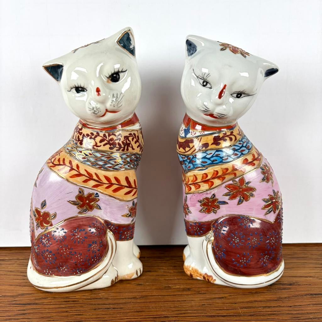 Vintage Imari katten beelden, Ophalen of Verzenden
