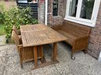 Allure hardhout tuinset tafel, bank, 2 stoelen - 4 personen, Ophalen, 4 zitplaatsen, Gebruikt, Bank