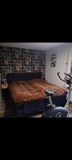 Zwart stoffen boxspring 180x200, Ophalen, Zwart, Tweepersoons, Zo goed als nieuw