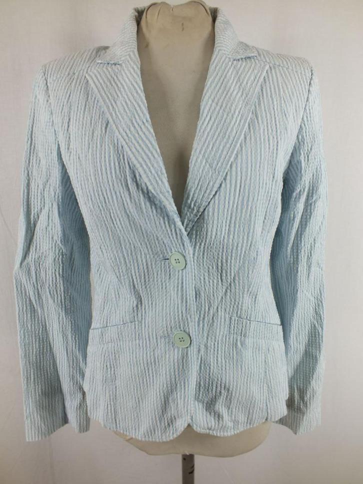Mooi blauw-wit gestr.zomers jasje.Kreukelstof.Mt 40.Merk H&M, Kleding | Dames, Jasjes, Kostuums en Pakken, Zo goed als nieuw, Jasje