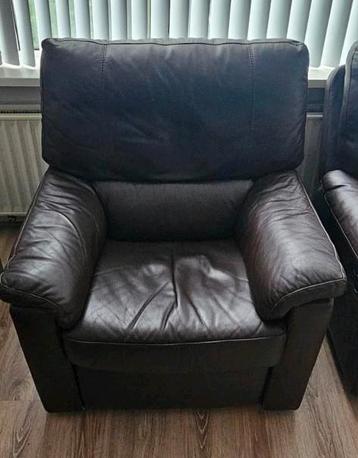 Bruine relaxfauteuil, echt leder, fauteuil, stoel beschikbaar voor biedingen