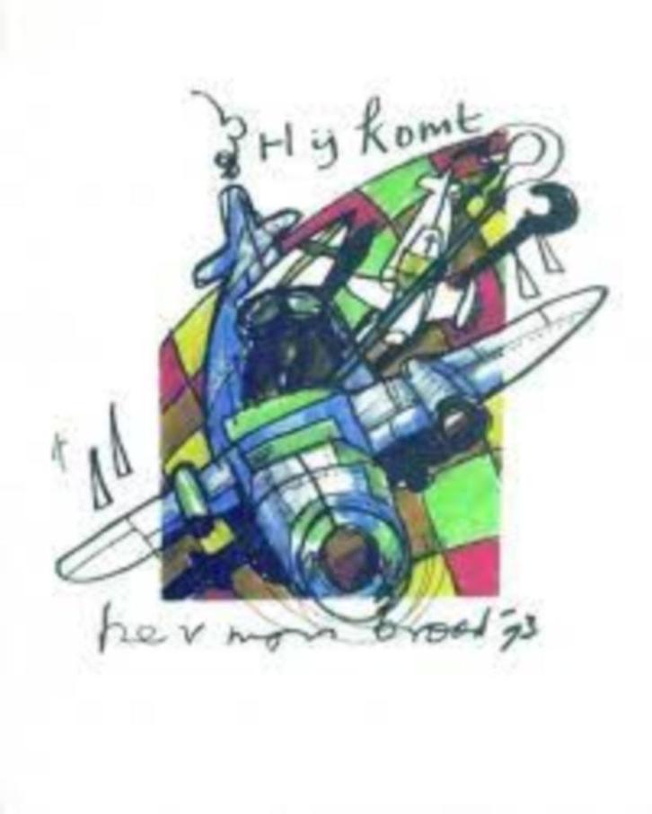 Herman Brood litho Vliegtuig Hij Komt, Antiek en Kunst, Kunst | Litho's en Zeefdrukken, Ophalen of Verzenden