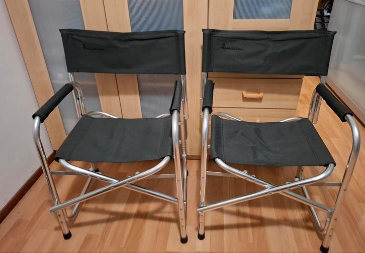 2 mooie Isabella campingstoelen/ regisseurstoelen. Aluminium, Caravans en Kamperen, Kampeermeubelen, Zo goed als nieuw, Campingstoel