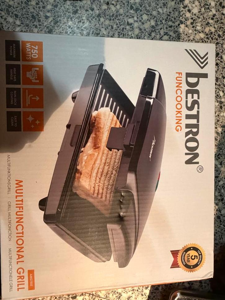 Multifunctionele Grill - Bestron Funcooking, Witgoed en Apparatuur, Contactgrills, Nieuw, Uitneembare platen, Ophalen of Verzenden