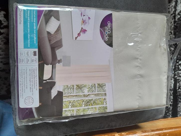 Deco gordijn, Huis en Inrichting, Stoffering | Gordijnen en Lamellen, Nieuw, 200 cm of meer, 100 tot 150 cm, Crème, Ophalen of Verzenden