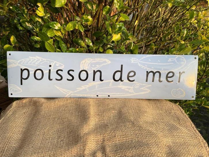 4 emaille tekstborden uit een restaurant., Antiek en Kunst, Antiek | Emaille, Ophalen of Verzenden