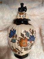 Flora Gouda Plateel Vaas met Deksel, Antiek en Kunst, Ophalen of Verzenden