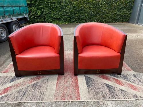 Schuitema 2 x Art -Deco leren fauteuils !!!, Huis en Inrichting, Fauteuils, Zo goed als nieuw, Hout, Leer, 75 tot 100 cm, 100 tot 125 cm