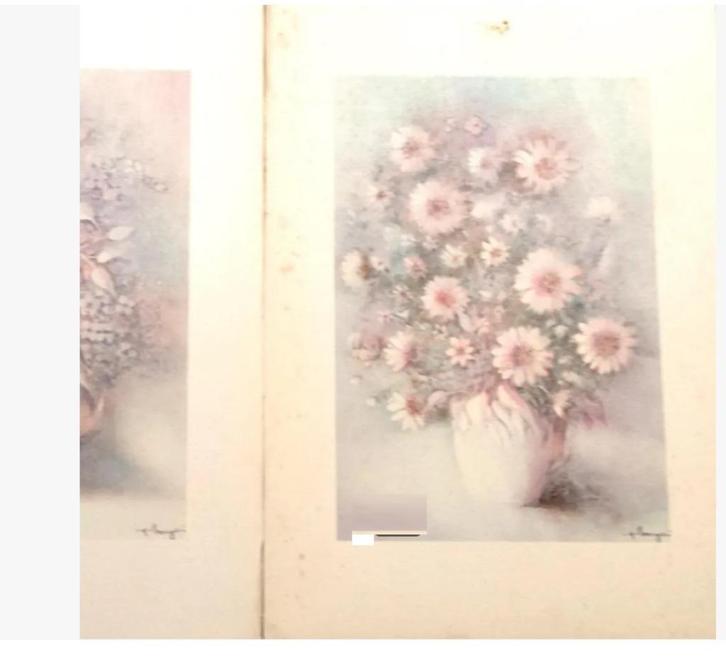 2 Roze Aquarel Boeketten Bloemen Italy Milan Vintage, Antiek en Kunst, Kunst | Schilderijen | Klassiek, Ophalen of Verzenden