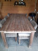 Houten tuintafel met 6 stoelen, Ophalen, Gebruikt